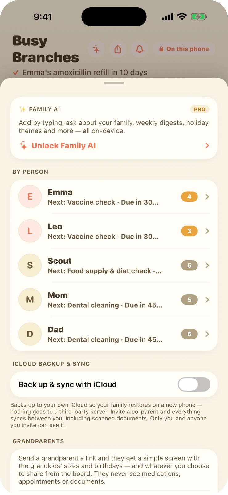 The family schedule.